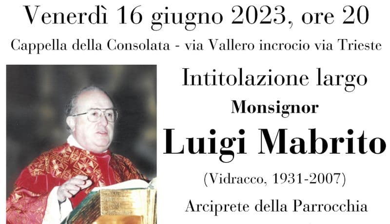 RIVAROLO CANAVESE - L'omaggio della città a monsignor Luigi Mabrito il prossimo 16 giugno