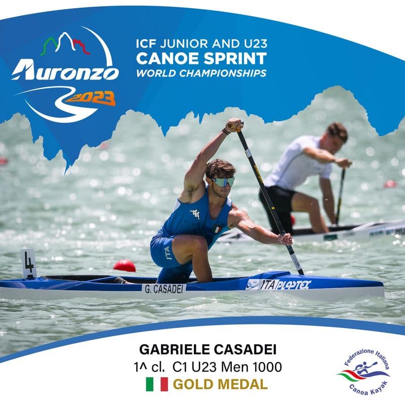 CANDIA CANAVESE - Canoa velocità, Gabriele Casadei campione del mondo under 23
