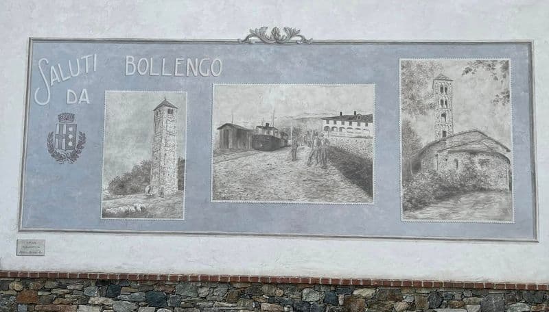 BOLLENGO - Una maxi cartolina murales realizzata da Cinzia Perino e dedicata a tre scorci antichi del paese - FOTO