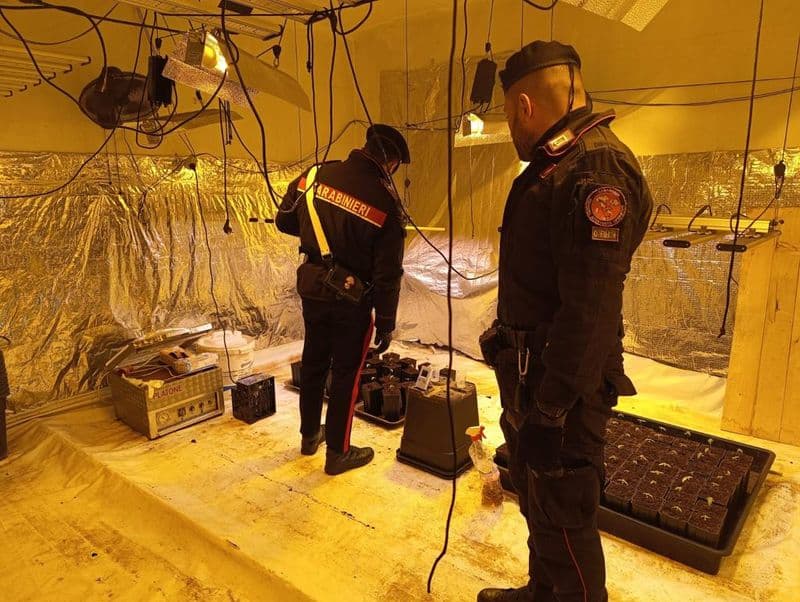 PRATIGLIONE - Nel cascinale disabitato i carabinieri hanno scoperto una serra per la produzione di cannabis - FOTO e VIDEO