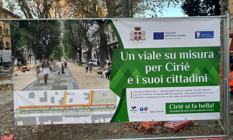 CIRIE' - I cantieri del Pnrr cambiano la città e diventano una campagna di comunicazione «open air» - FOTO