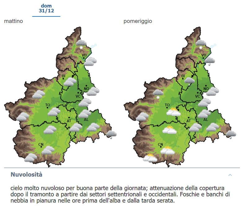 CANAVESE - Ecco il meteo di San Silvestro e del primo giorno del 2024