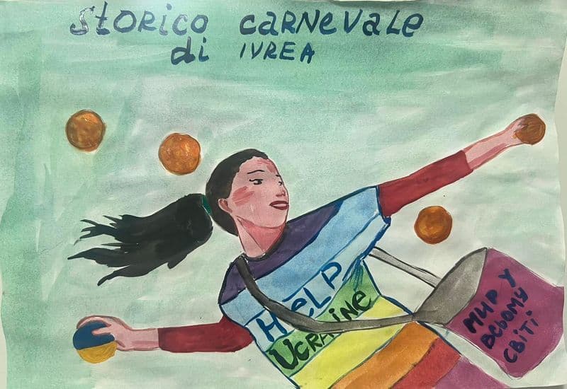 IVREA - Gli angeli di Kharkiv al Carnevale: «La pace comincia con un sorriso»