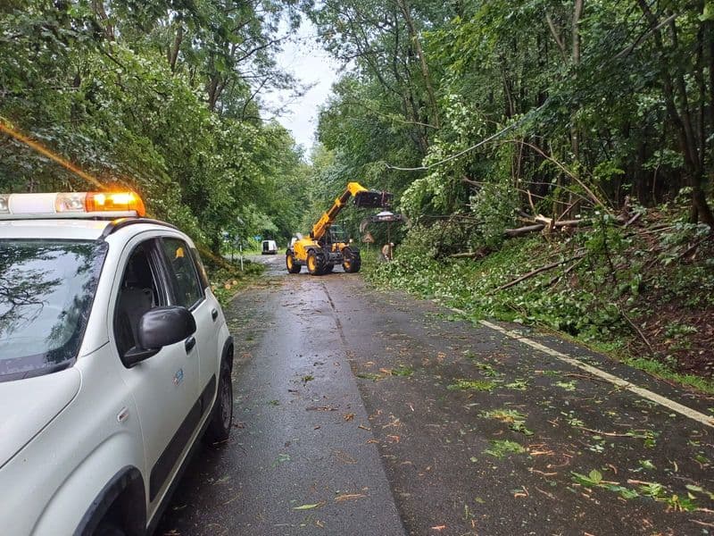 MALTEMPO IN CANAVESE - Raffica di strade chiuse per frane e alberi caduti: operai al lavoro per ripristinare la viabilità - FOTO