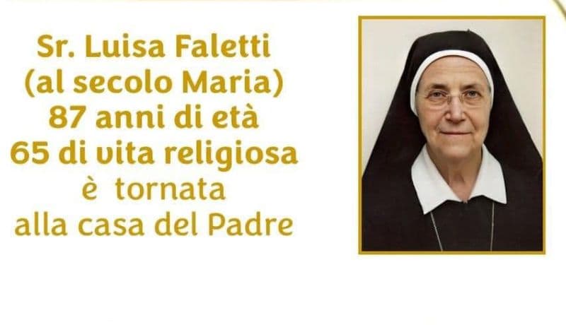 FAVRIA - Comunità in lutto per l'addio a suor Luisa Faletti