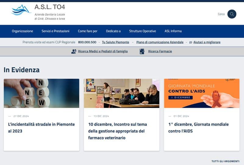 CANAVESE - L'Asl To4 ha (finalmente) un nuovo sito internet