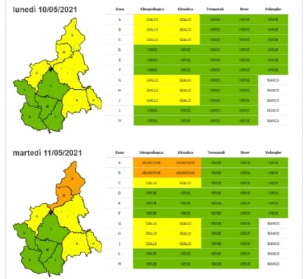 MALTEMPO - Allerta arancione nel nord Piemonte, gialla per le zone montane del Canavese