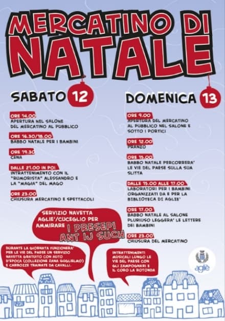 MERCATINO DI NATALE - Ad Agliè, Babbo Natale sulla slitta attende i bimbi del Canavese