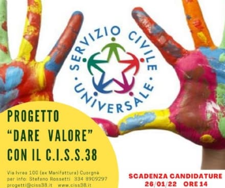 CUORGNE'-RIVAROLO - Servizio Civile: il Ciss 38 cerca volontari tra i giovani
