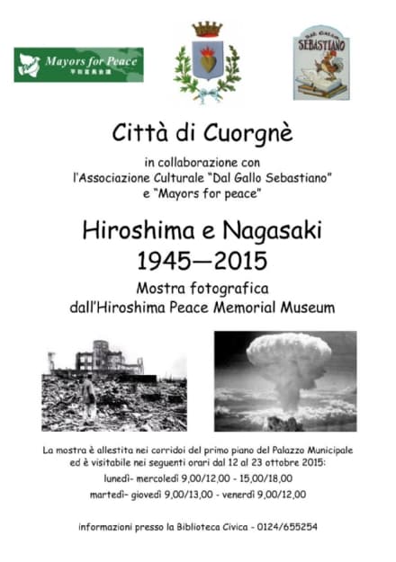 CUORGNE' - Una mostra per non dimenticare Hiroshima e Nagasaki