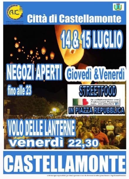 CASTELLAMONTE - Street Food e volo delle lanterne: due serate da non perdere