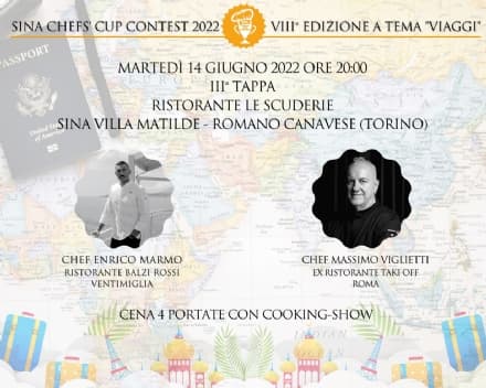 ROMANO CANAVESE - A Villa Matilde la «Sina Chefs' Cup Contest» con gli chef Enrico Marmo e Massimo Viglietti
