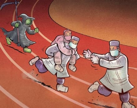 CORONAVIRUS - L'omaggio di un disegnatore ai medici eroi