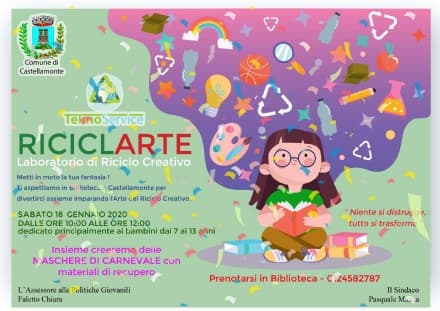 CASTELLAMONTE - Ultimo appuntamento con RiciclArte sabato 18 gennaio