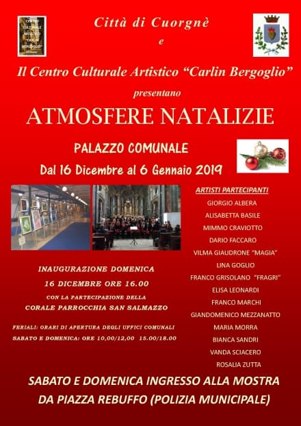 CUORGNE' - Mostra natalizia in Comune per il centro artistico «Carlin Bergoglio»