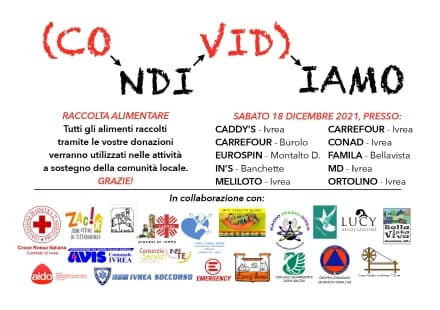 RACCOLTA ALIMENTARE - Torna sabato a Ivrea, Banchette, Montalto e Burolo