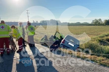 RIVAROLO-BOSCONERO - Auto finisce fuori strada, due feriti in via Leonardo Da Vinci
