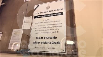 STRAGE A RIVAROLO CANAVESE - Manifesti a lutto del Comune per ricordare le vittime: Liliana, Osvaldo, Wilson e Maria Grazia
