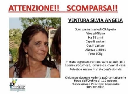 CIRIÈ - Scomparsa nel nulla dal nove agosto