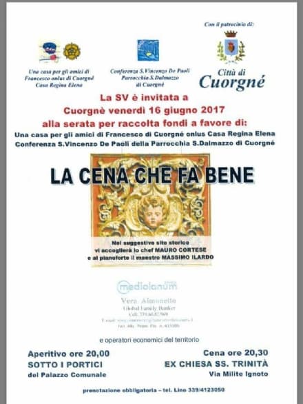 CUORGNE' - Questa sera torna «La cena che fa Bene»
