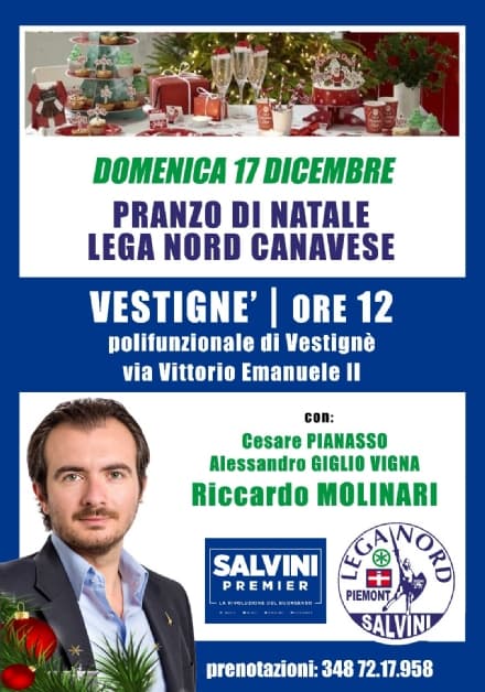 VESTIGNE' - La Lega Nord Canavese festeggia il Natale con Molinari