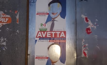 RIVAROLO - Vandalizzati i manifesti dei candidati con Chiamparino