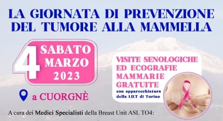 CUORGNE'-BRANDIZZO - Visite senologiche ed ecografie mammarie gratuite