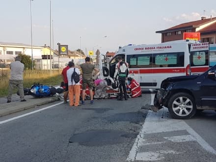 RIVAROLO - Incidente stradale in corso Re Arduino: ferito motociclista - FOTO