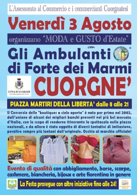 L'originale Consorzio «Gli Ambulanti di Forte dei Marmi» a Cuorgnè venerdì 3 agosto