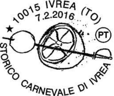 IVREA - Annullo speciale delle Poste per il Carnevale 2016