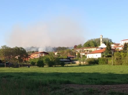 TORRE CANAVESE - Vasto incendio boschivo a ridosso del paese: vigili del fuoco e Aib combattono le fiamme - FOTO
