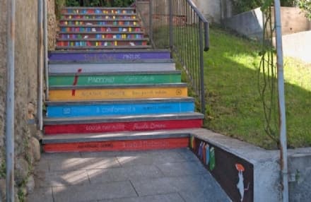 SALASSA - La scalinata dell'ex mulino si colora di arte e letteratura per la biblioteca - FOTO