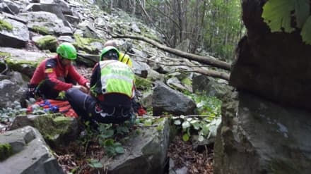 BROSSO - Parapendista si incastra in un albero dopo il lancio dal monte Cavallaria