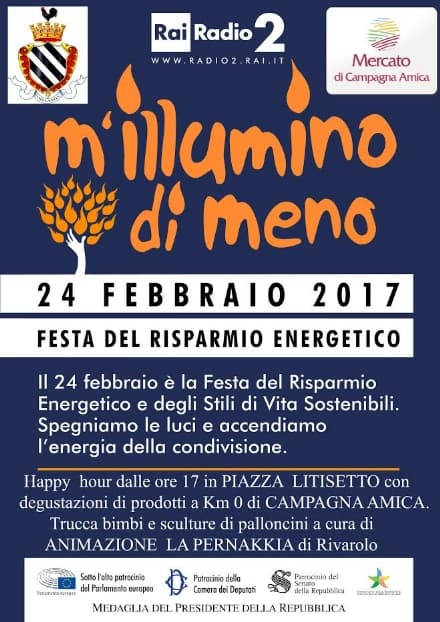 RIVAROLO - La città aderisce a M'illumino di meno