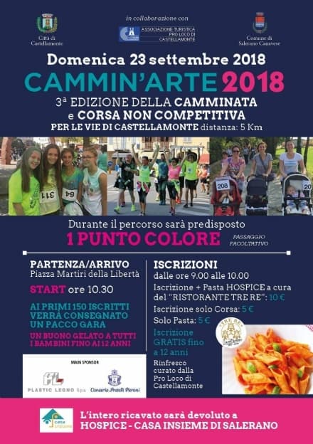 CASTELLAMONTE - Una corsa non competitiva per aiutare l'hospice di Salerano