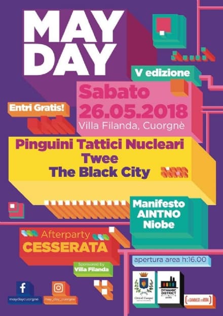 CUORGNE' - Sabato 26 maggio il May Day Festival con i Pinguini Tattici Nucleari