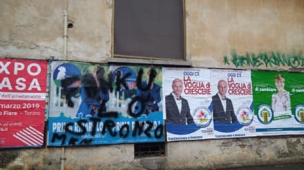 RIVAROLO - Vandalizzati alcuni manifesti della lista di Bertot - FOTO