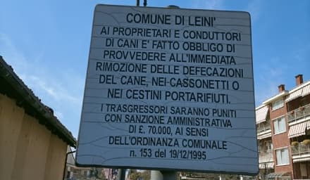 LEINI' - Deiezioni canine, chi non le raccoglie paga una multa salata... in lire