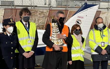 CASELLE - L'aeroporto ha accolto oggi la statua della Madonna di Loreto