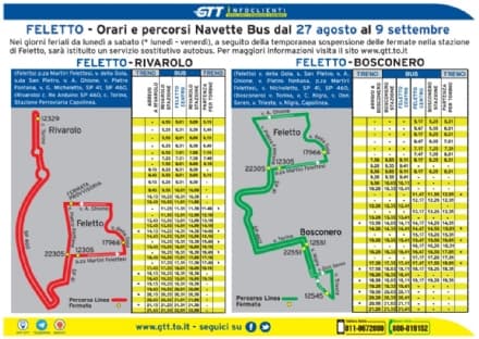 FELETTO - Bus al posto dei treni: dopo l'errore, la Gtt corre ai ripari