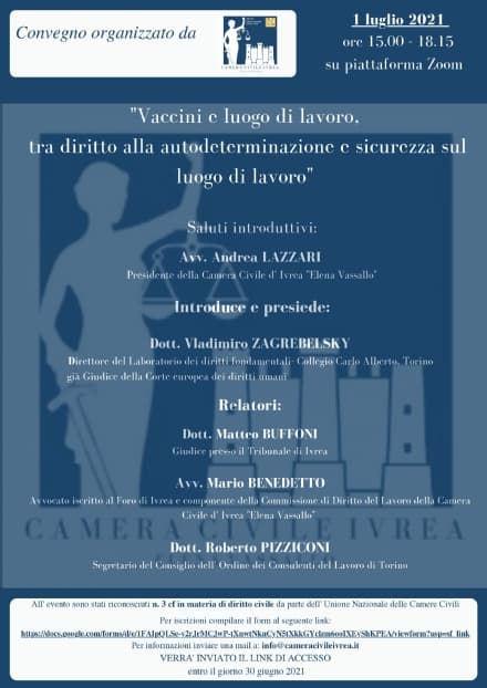 IVREA - Vaccini e luogo di lavoro, tra diritto all'autodeterminazione e sicurezza