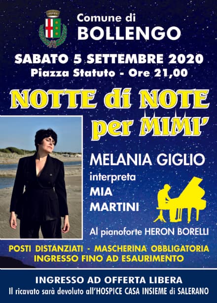BOLLENGO - «Notte di note per Mimì». Musica e beneficenza in piazza Statuto