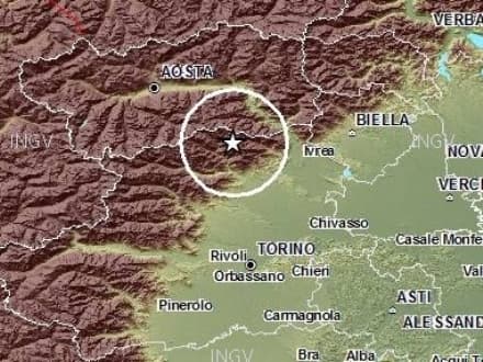 CANAVESE - UNA SCOSSA DI TERREMOTO MAGNITUDO 3