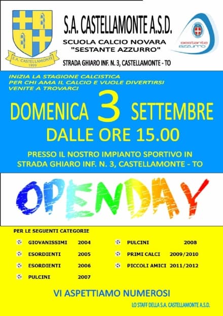 CALCIO - Il Castellamonte apre la stagione con un open day per i ragazzi
