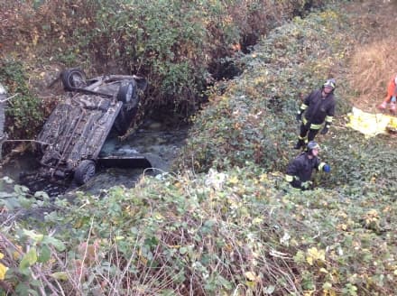 RIVAROLO CANAVESE-OZEGNA - Due morti alla curva del Bogo. Auto ribaltata in un canale - FOTO