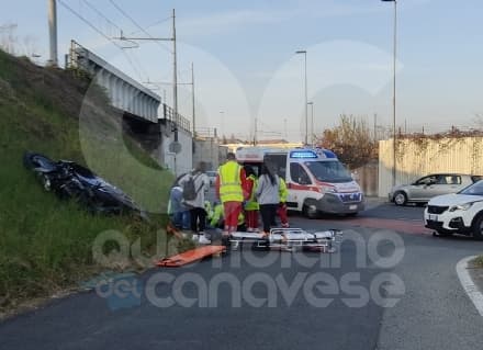 RIVAROLO CANAVESE - Brutto incidente in corso Torino: scooterista 46enne ferito - FOTO