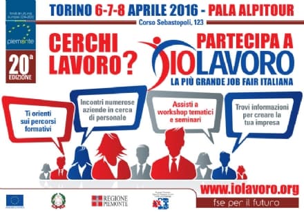 LAVORO - 13 mila offerte di lavoro al Pala Alpitour dal sei all'otto aprile