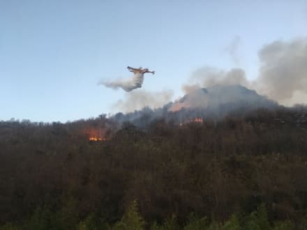 CUORGNE' - L'incendio si estende: il piromane ha dato fuoco anche all'altro lato della montagna - FOTO