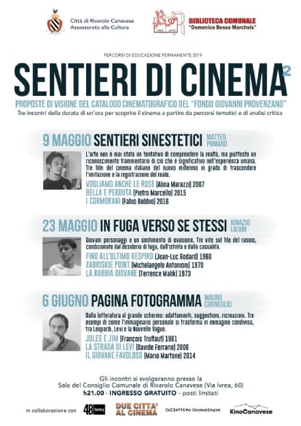RIVAROLO - «Sentieri di cinema», nuovo ciclo di incontri alla Biblioteca Comunale