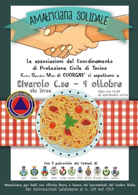 RIVAROLO - Tutto pronto per l'Amatriciana solidale di domenica